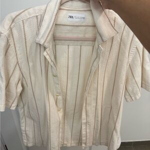 Zara Beige and Cream Knit Top